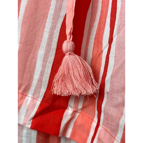 NWT Tuckernuck	Sunrise Stripes Pink Tassel Cassis Beach Boho Cotton Coral Top XS - Picture 6 of 8